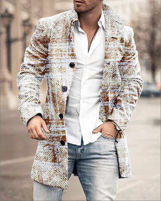 Men's wool coat in modern check design with tailored fit Skorter