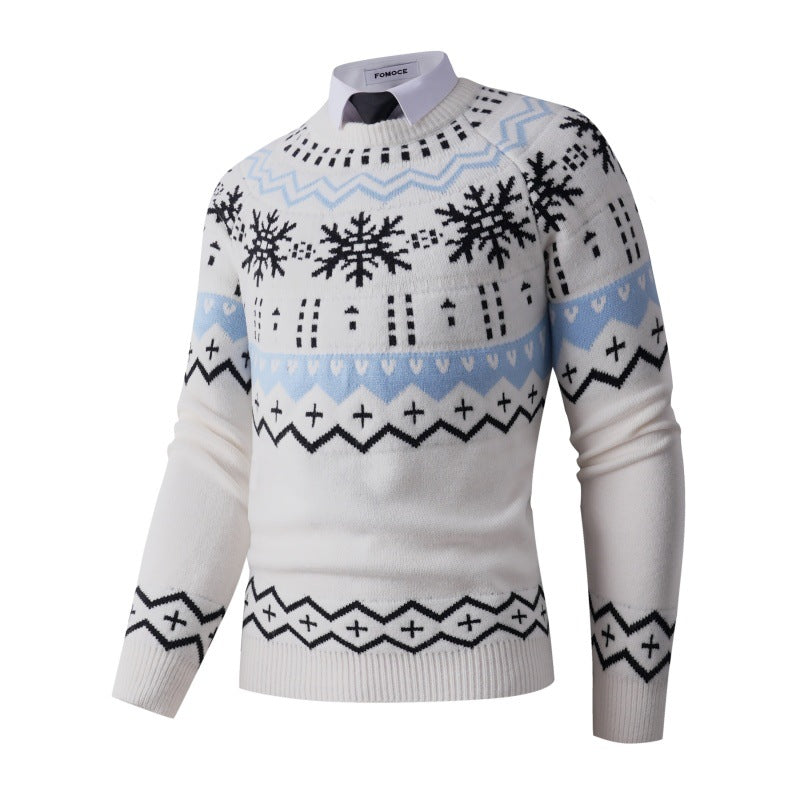 Men's stylish knit sweater with creative snow pattern Skorter