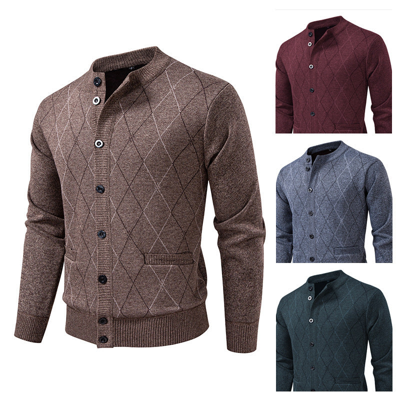 Men's cardigan with modern diamond pattern Skorter