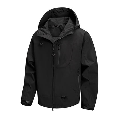 Men's technical outdoor jacket with waterproof fabric and adjustable hood system Skorter