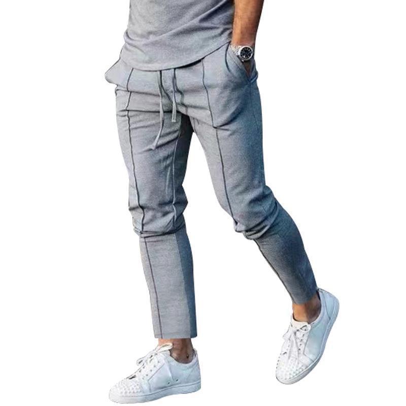 Men's Sporty Casual Pants with Side Pockets and Elastic Waistband Skorter