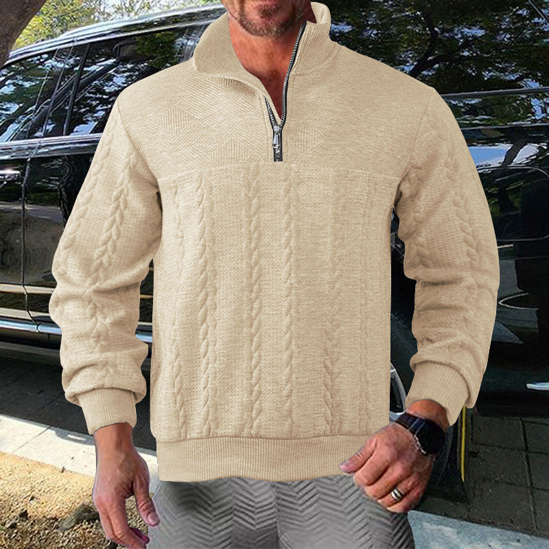 Men's zip sweater with textured design Skorter