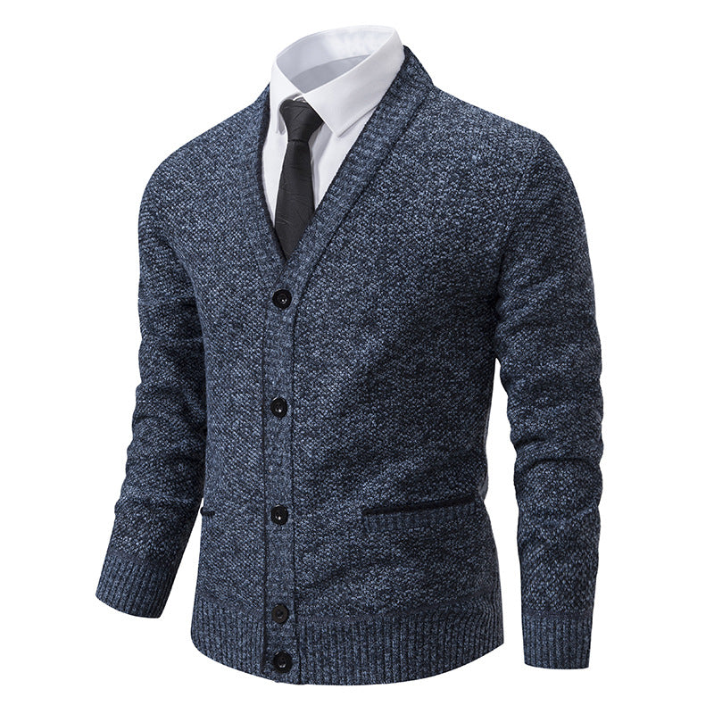 Men's cardigan with V-neck and elegant details Skorter