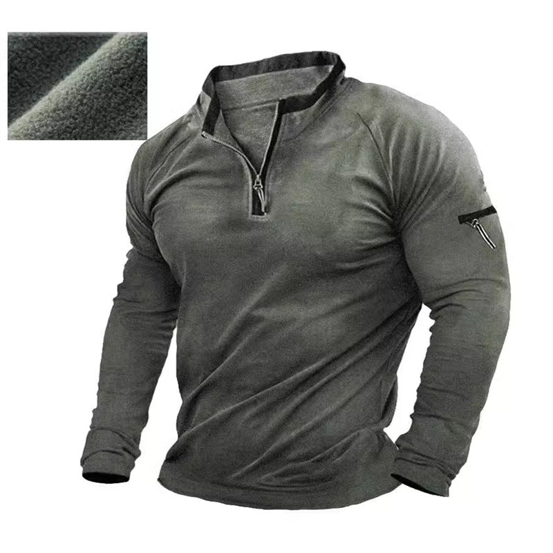 Men's sweater with half zipper and practical pockets Skorter