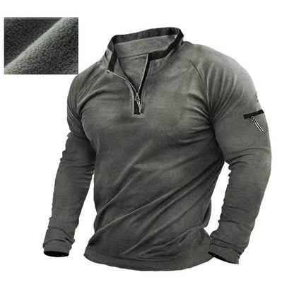 Men's sweater with half zipper and practical pockets Skorter