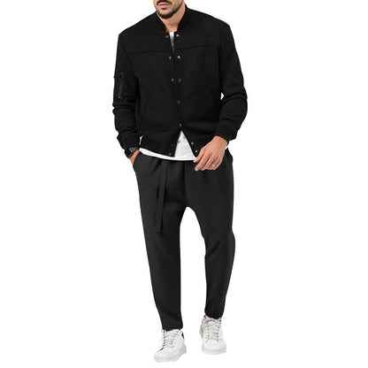 Men's fashion bomber jacket made of soft suede with practical pockets Skorter