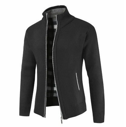 Herrkardigan med hög krage och sidfickor Skorter