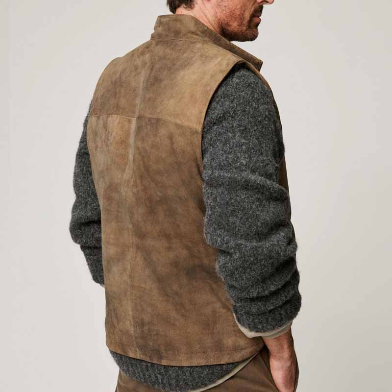 Men's stylish suede vest with practical slit pockets Skorter