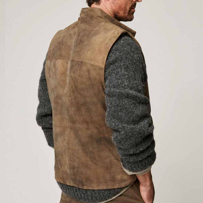 Men's stylish suede vest with practical slit pockets Skorter