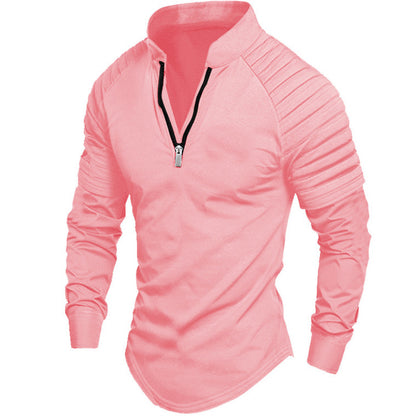Men's sporty long-sleeve shirt with stand-up collar and zipper Skorter