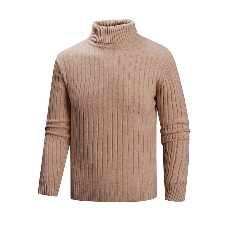 Men's elegant sweater with high collar and fine ribbed structure Skorter