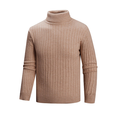 Men's elegant sweater with high collar and fine ribbed structure Skorter