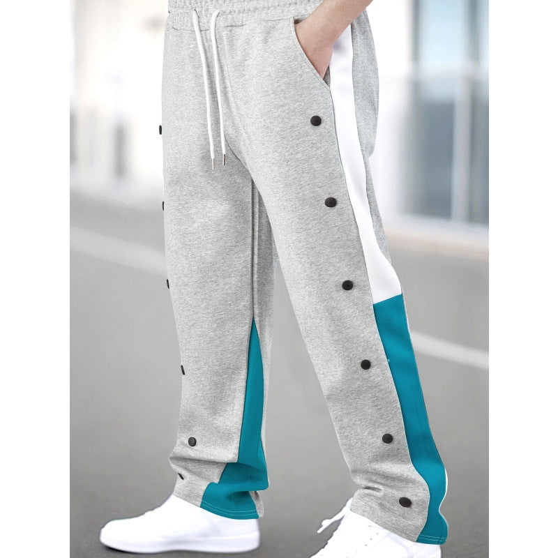 Men's sporty training pants with snap button closure and breathable structure Skorter