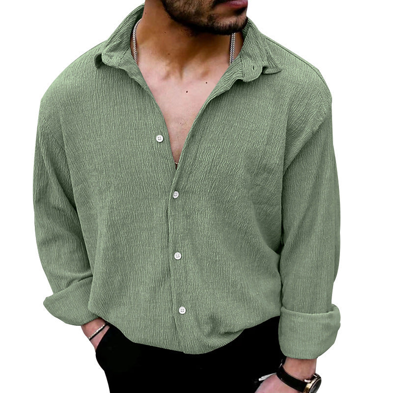 Men's timeless long-sleeve shirt with textured upper material and modern collar Skorter