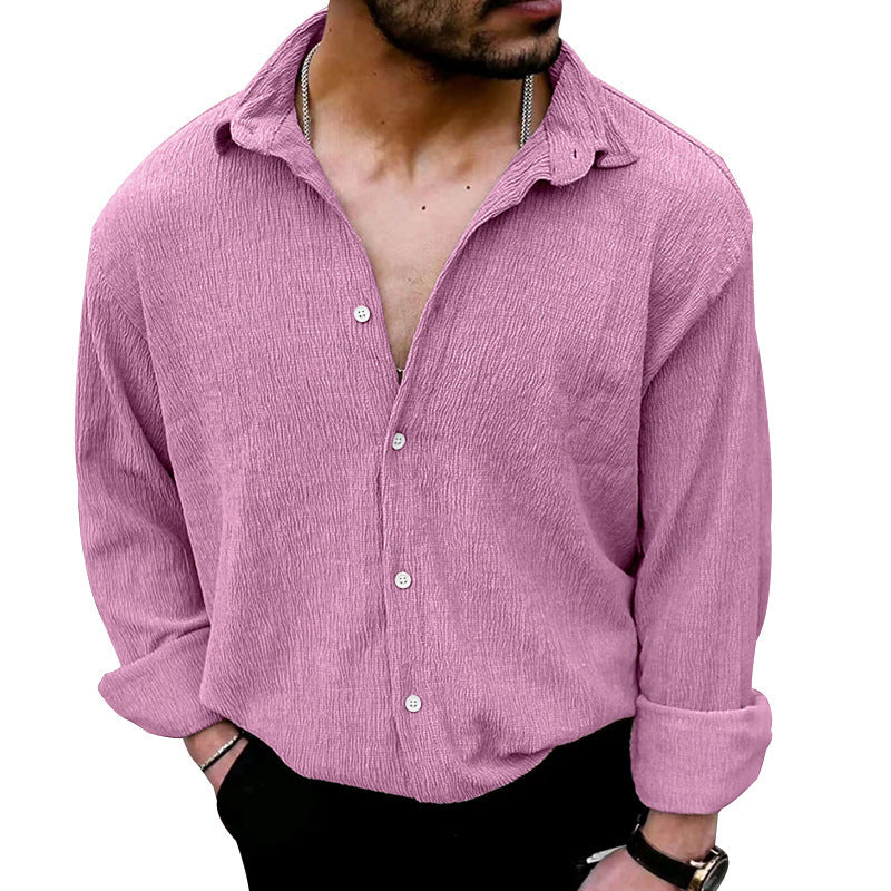 Men's timeless long-sleeve shirt with textured upper material and modern collar Skorter