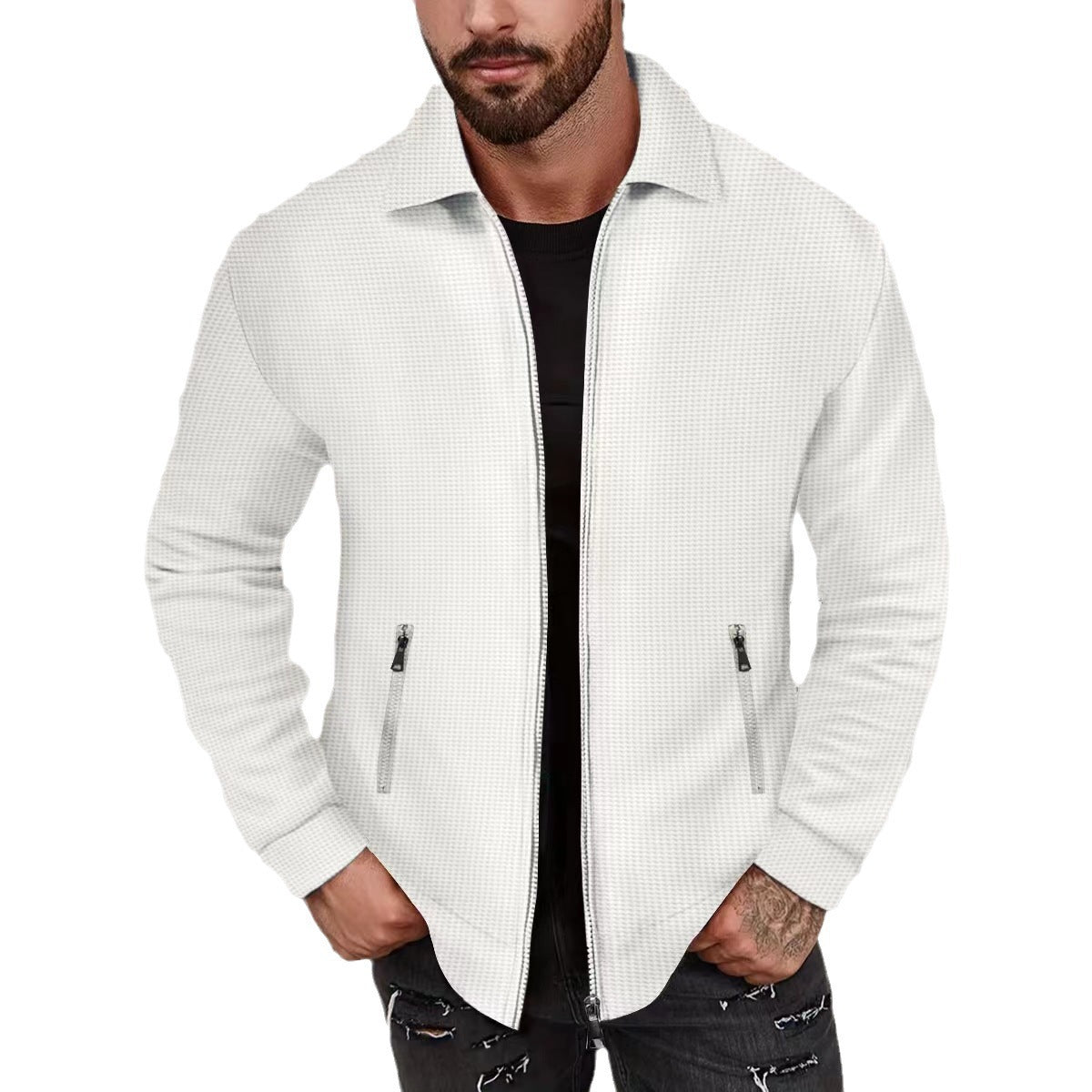 Men's stylish cardigan with textured design and side pockets Skorter