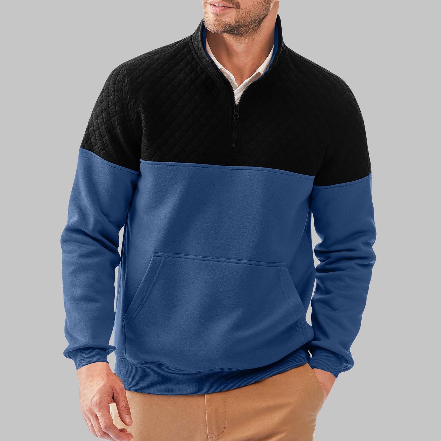 Men's sporty pullover with stand-up collar and pockets Skorter