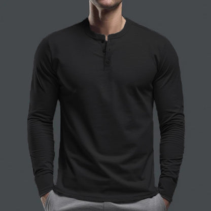 Men's Long Sleeve Shirt with Button Placket made of Comfortable Cotton Blend Skorter