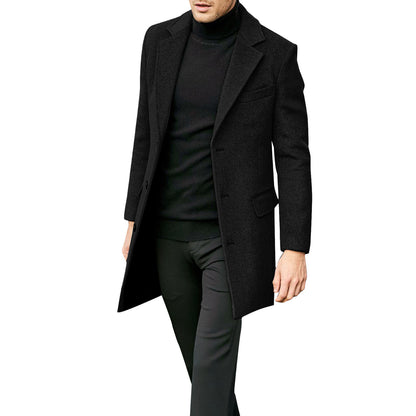 Men's elegant wool coat with classic lapels and concealed buttons Skorter