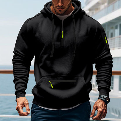 Men's sporty hoodie with practical two-way zipper and side pockets Skorter