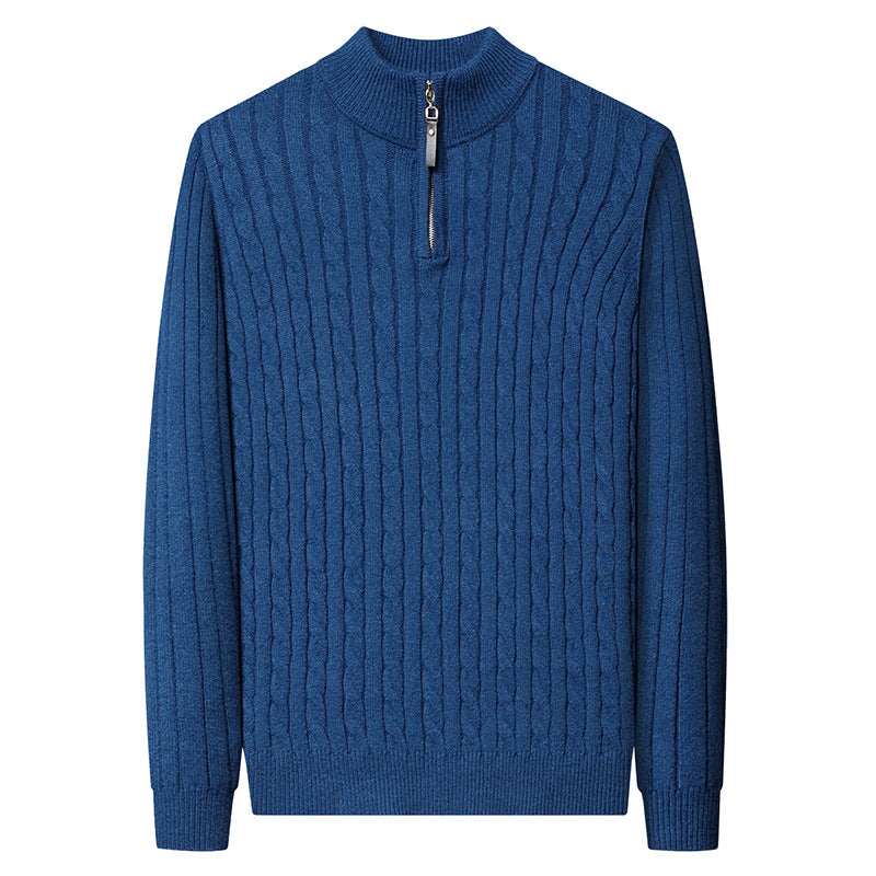 Men's High-Quality Knit Sweater with Modern Zipper and Detailed Texture Skorter
