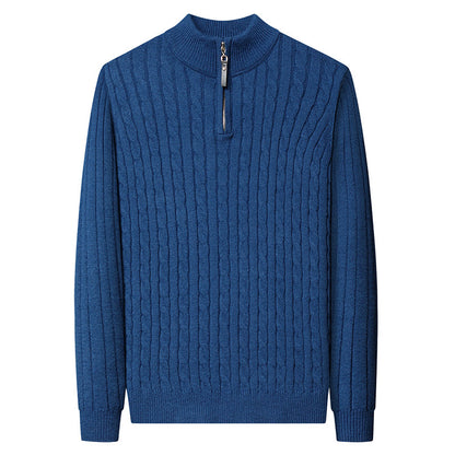 Men's High-Quality Knit Sweater with Modern Zipper and Detailed Texture Skorter