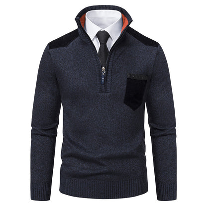 Men's stylish sweater with short zipper and elegant details Skorter