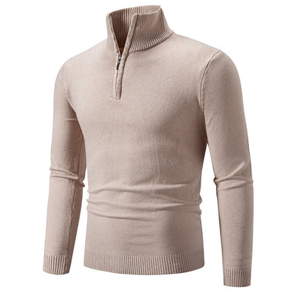 Men's elegant pullover with high collar and fine ribbed design Skorter