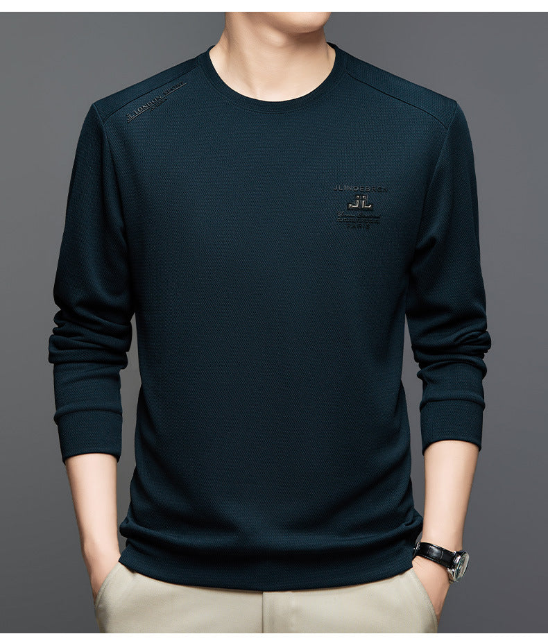 Herrtröja med lång ärm och texturerad design, sportig skorter