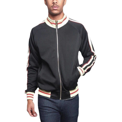Men's sporty sweat jacket with contrasting color accents and high-quality zipper Skorter