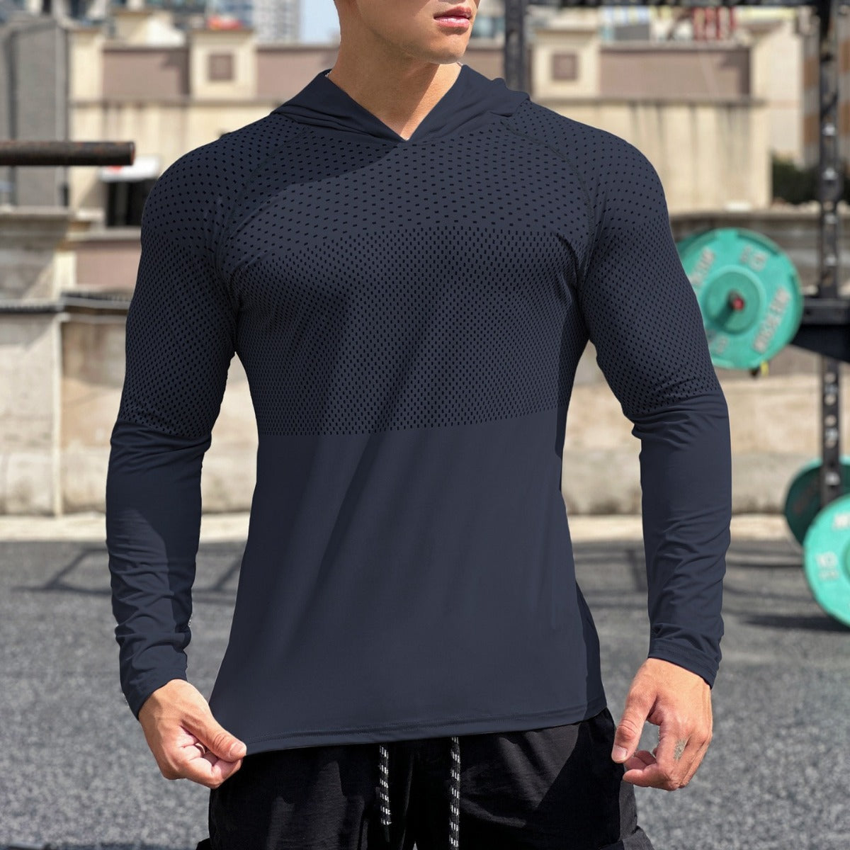 Men's Sporty Long Sleeve Shirt with Breathable Mesh Insert Skorter