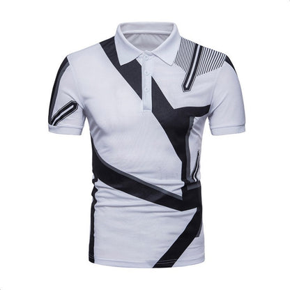 Men's Sporty Polo Shirt with Creative Graphic Design and Distinctive Cut Skorter
