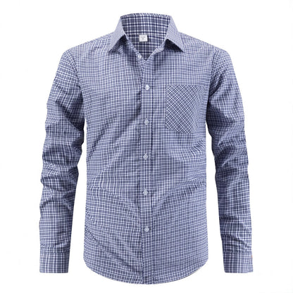 Men's stylish checkered shirt with chest pocket and elegant fit Skorter