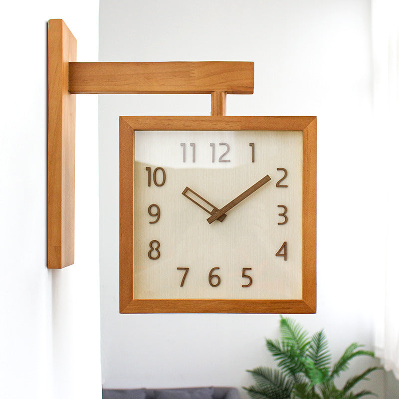Skorter | Wall-Corner-Two-Sided Wood-Analog-Clock