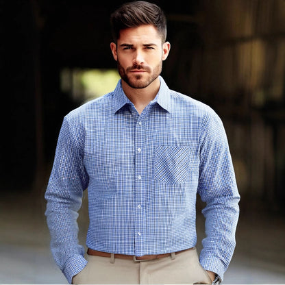 Men's stylish checked long-sleeve shirt Skorter