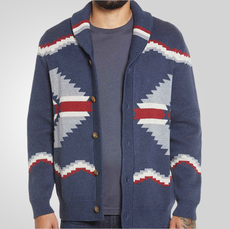 Herrkofta i modern etnisk design med praktiska knappar Skorter