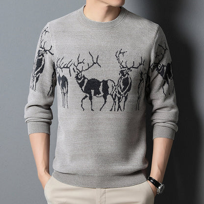 Men's knitted sweater with detailed reindeer motif Skorter