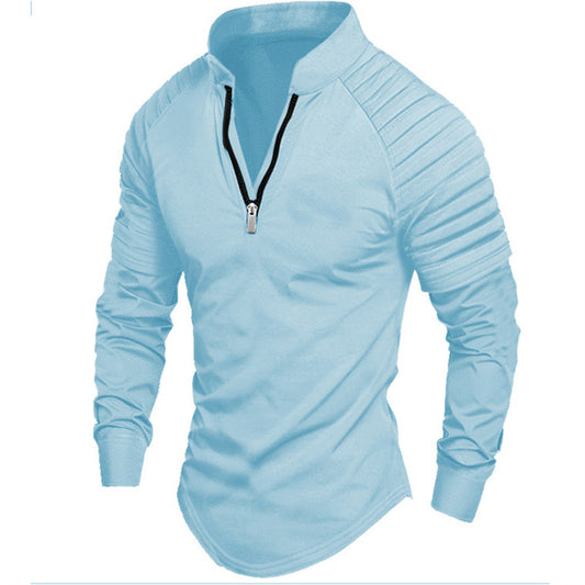 Men's sporty long-sleeve shirt with stand-up collar and zipper Skorter