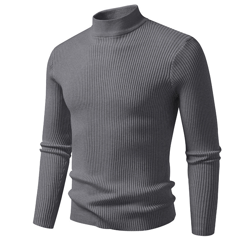 Men's turtleneck sweater made of high-quality stretch wool with ribbed texture Skorter