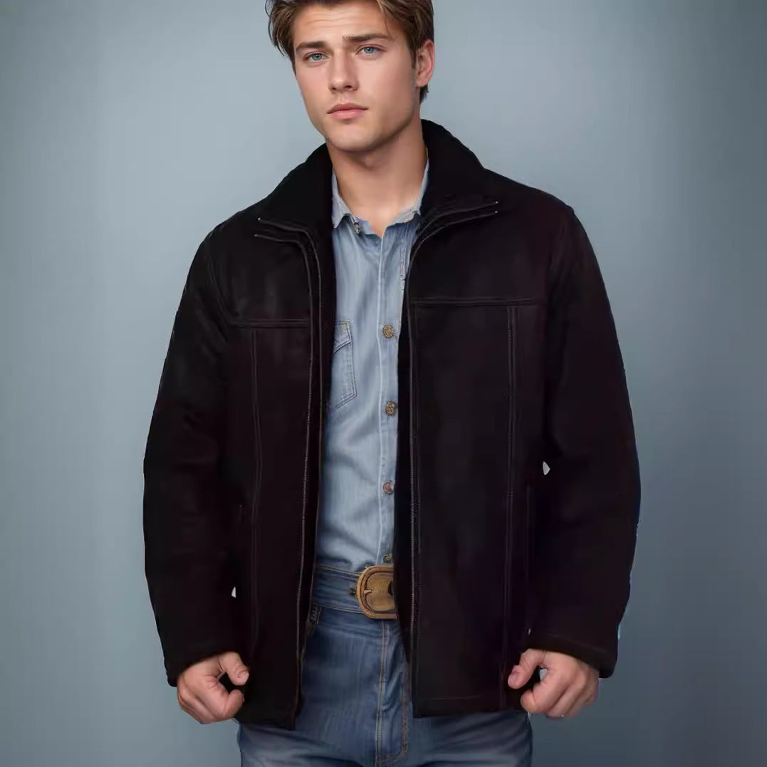Men's versatile and robust suede jacket with functional pockets Skorter