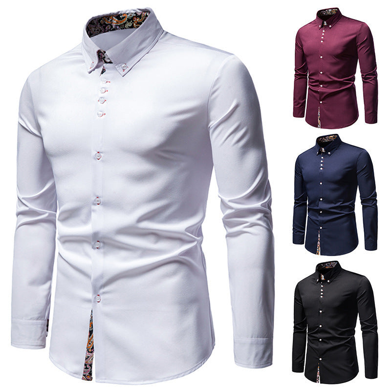 Men's long-sleeve shirt with modern paisley pattern and exclusive details Skorter