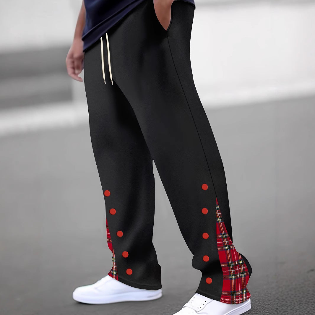 Men's Sporty Jogging Pants with Contrasting Snap Buttons and Breathable Fabric Skorter