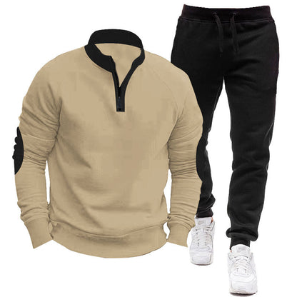 Men's sporty hoodie and jogging suit set with contrasting sleeve accents Skorter