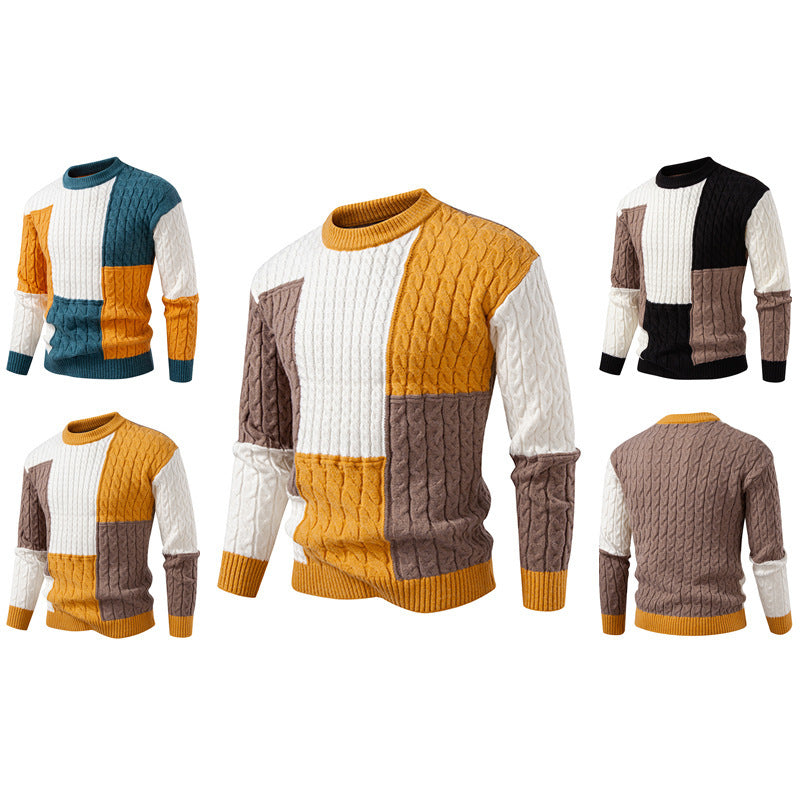 Men's stylish knitted sweater with creative color block look Skorter