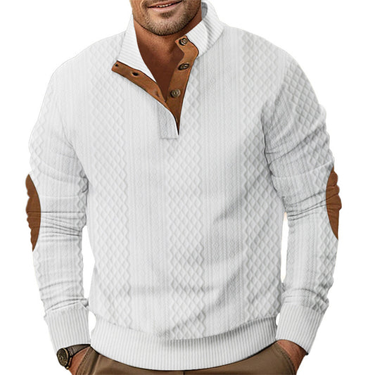 Men's stylish knit sweater with innovative collar and elegant contrast details Skorter