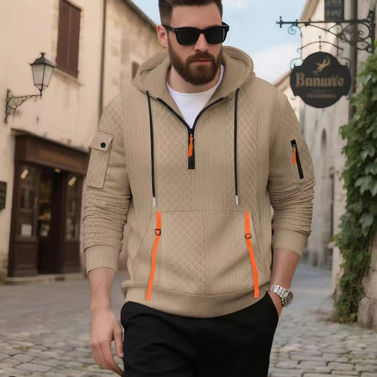 Men's stylish hoodie with textured design and practical pockets Skorter