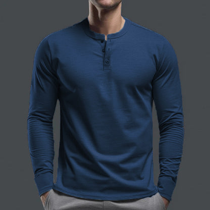Men's Long Sleeve Shirt with Button Placket made of Comfortable Cotton Blend Skorter