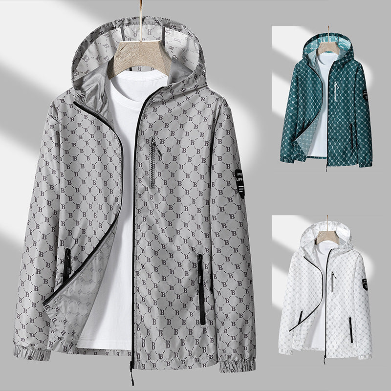 Herr vindjacka med andningsfunktion och reflekterande detaljer, skorter