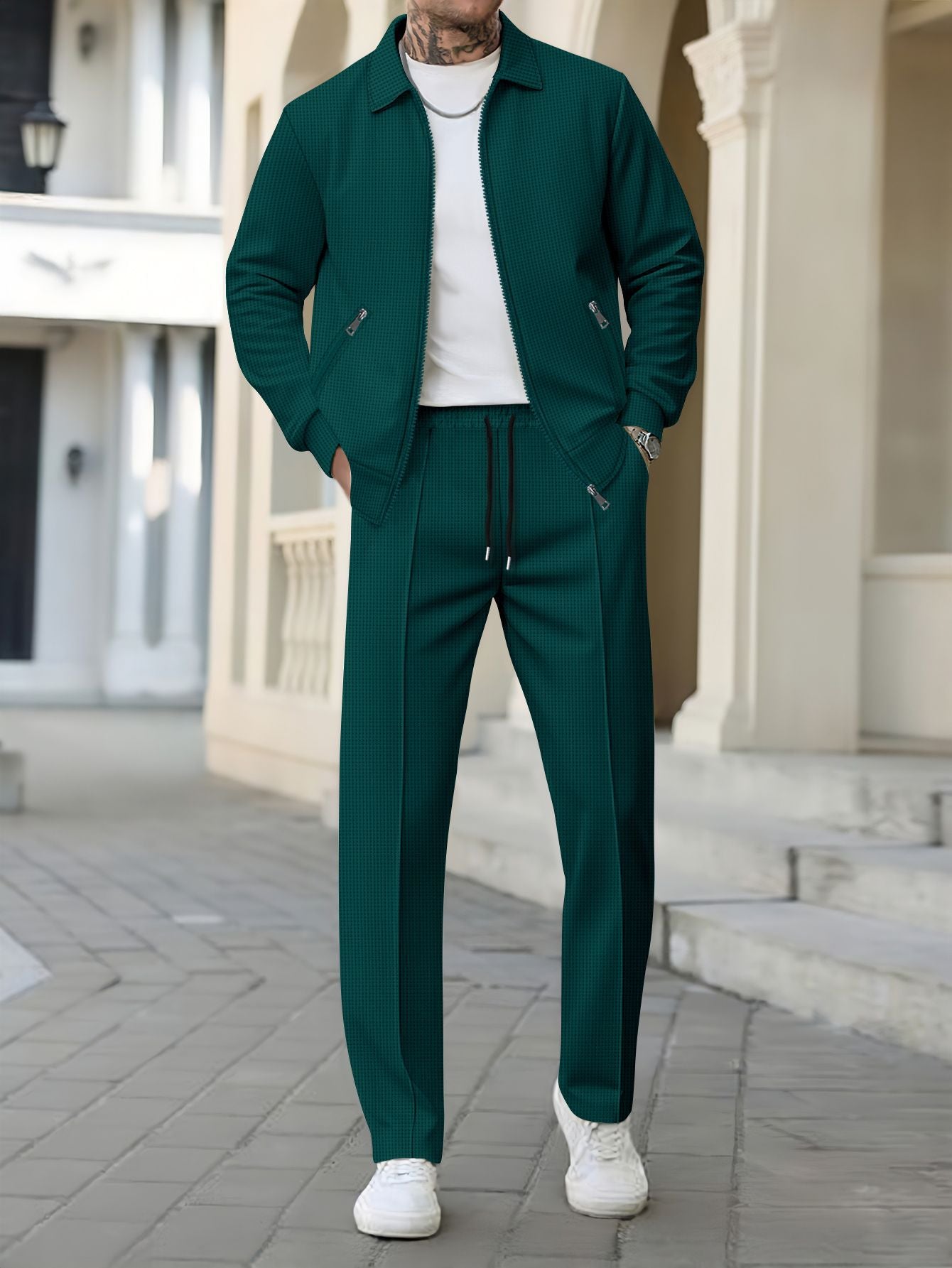 Men's Stylish Casual Pants and Jacket Set Skorter