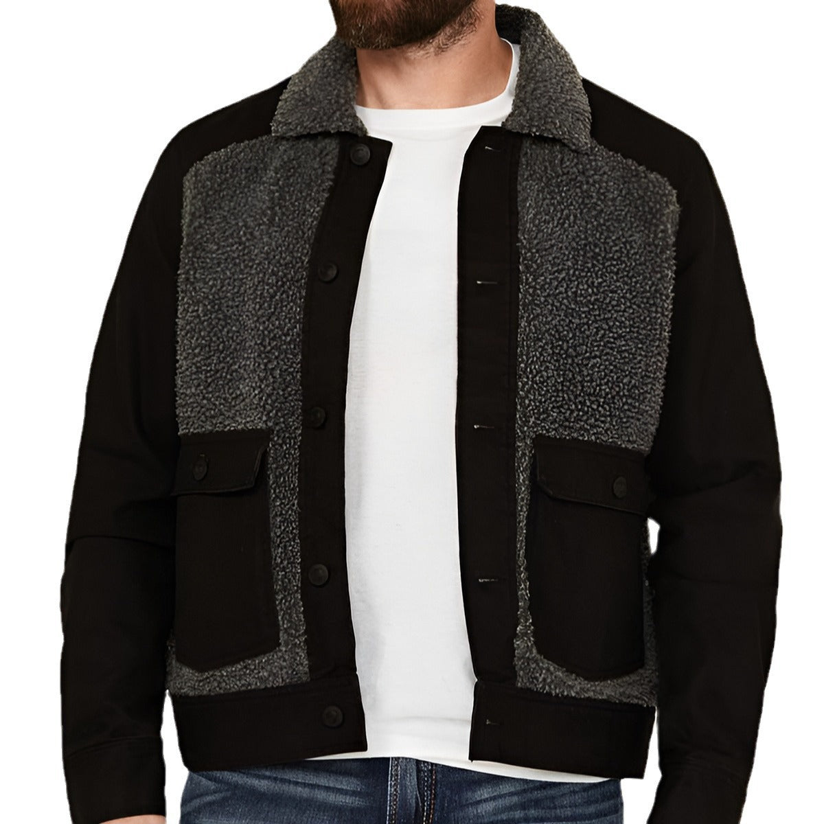 Men's warm fleece jacket with practical pockets and soft collar Skorter